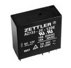 AZ733-2C-12D ZETTLER مرحل ميكانيكي كهربائي DPDT 10A 12VDC 650Ohm من خلال الفتحة